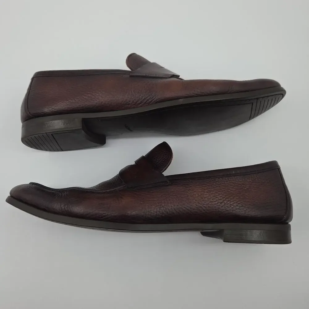 Magnanni Diezma II Brown Leather Penny Loafer Men EU 41.5 US 8.5 Spain Old Money